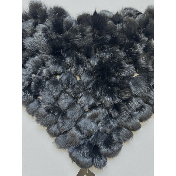 Newport News Rabbit Fur Scarf Vintage Black Pom Pom Shawl New With Tags One Size - Picture 5 of 9